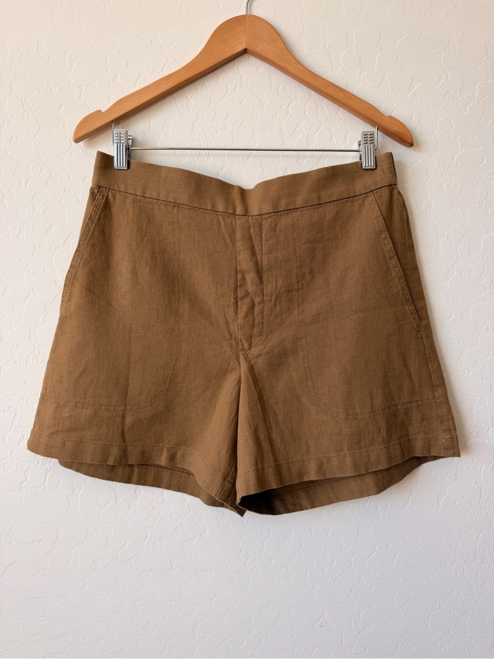 Banana Republic High-Waist Tan Linen-Blend Shorts